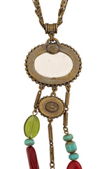 Vintage Babylone Paris Dragon Mirror Pendant Drop Necklace mirror @ Recess LA