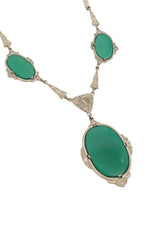 Unsigned Vintage Art Deco Glass Drop Necklace closeup @ Recess LA