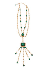 Vintage Layered Crystal Fringe Pendant Necklace @ Recess LA