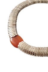 Scaled metal collar necklace close @ Recess LA