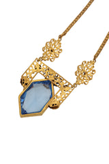 Unsigned Vintage Art Deco Crystal Necklace back of pendant @ Recess LA