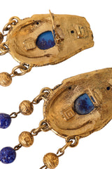 Cabochon drop earrings by Guy Laroche up close signature and clips @ Recess LA