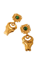 Horned bull drop earrings by Hanna Bernhard Paris up close @ Recess LA