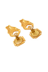 Horned bull drop earrings by Hanna Bernhard Paris backside clips open @ Recess LA