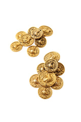 Rooster coin drop earrings flat lay up close @ Recess LA