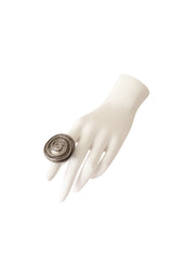Silver sculptural spiral ring by La Tribu Rigaux on mannequin @ Recess LA