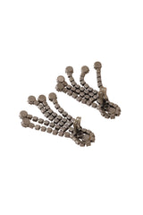 Gunmetal duo-tone crystal fringe V drop earrings backside clips open @ Recess LA