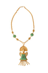 Golden Mayan carved enamel statement necklace @ Recess LA