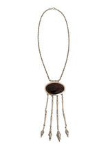 Tortoiseshell Fringe Drop Pendant Necklace @ Recess LA