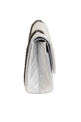 Chanel silver 227 Quilted Double Flap Bag side @ Recess LA