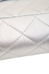 Chanel silver 227 Quilted Double Flap Bag bottom scratch @ Recess LA