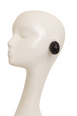 Sterling Egg Inlay Earrings on mannequin @ Recess LA