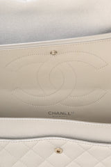 Chanel silver 227 Quilted Double Flap Bag stitched logo @ Recess LA