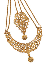 Vintage Filigree Crescent Drop Necklace back of drop @ Recess LA