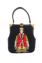 Vintage Chinese Needlepoint Frame Bag front @recess la
