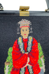 Vintage Chinese Needlepoint Frame Bag clasp closeup @recess la