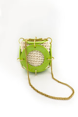 Vintage Walborg Raffia Rings Box Bag with chain extended @recess la