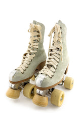 Vintage Maud Frizon Suede Roller Skates 3/4 front @recess la