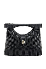 Vintage Woven Vinyl Double Handle Bag front @recess la