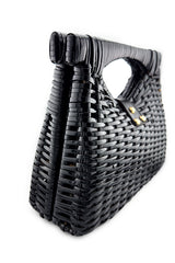 Vintage Woven Vinyl Double Handle Bag 3/4 back @recess la