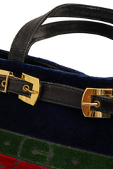 Vintage Roberta di Camerino Velvet Stripe Buckle Applique Bag buckle detailing wear @ Recess LA