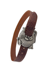 Vintage Barry Kieselstein-Cord Sterling Gator Buckle Belt with Falconhead strap @recess la