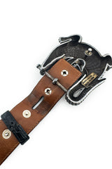 Vintage Barry Kieselstein-Cord Sterling Gator Buckle Belt back of buckle @recess la