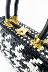Vintage Woven Houndstooth Box Bag clasp closeup @recess la