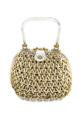 Vintage Stylecraft Woven Lucite Frame Handbag front @recess la