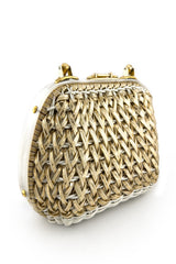 Vintage Stylecraft Woven Lucite Frame Handbag 3/4 back @recess la