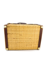 Vintage Leather Trim Wicker Box Bag bottom @recess la