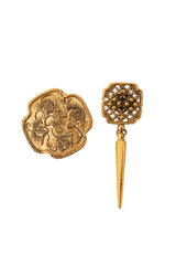 Lattice medallion and large leaf brooch pin set @ Recess LA