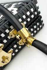 Woven Houndstooth Box Bag