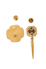 Lattice medallion and large leaf brooch pin set backs open @ Recess LA