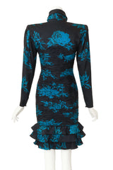 Ruched Floral Cocktail Dress