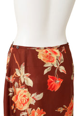 Vintage Dries Van Noten Brocade Floral Print Wrap Skirt closeup waist @ Recess LA