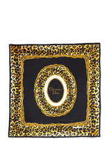 Vintage Christian Dior Leopard Border Logo Scarf @recess la