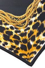 Vintage Christian Dior Leopard Border Logo Scarf corner detail @recess la