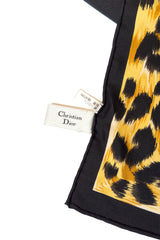 Vintage Christian Dior Leopard Border Logo Scarf label @recess la