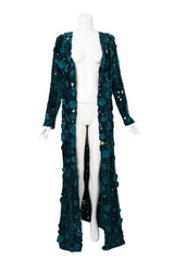 Vintage Oscar De La Renta Floral Cutout Velvet Duster Gown opened @ Recess LA