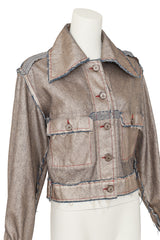 Metallic Denim Jacket by Vivienne Westwood on mannequin close @ Recess LA