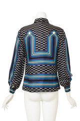 Vintage Lanvin Geometric Button Up Blouse back @ Recess LA