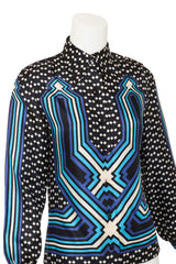 Vintage Lanvin Geometric Button Up Blouse closeup @ Recess LA