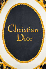 Vintage Christian Dior Leopard Border Logo Scarf close @recess la