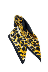 Vintage Christian Dior Leopard Border Logo Scarf rolled @recess la