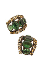 Curved Crystal Rhinestone Earrings by Iradj Moini close @ Recess LA