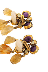 Purple & Citrine Flower Drop Earrings by Iradj Moini signatures @ Recess LA