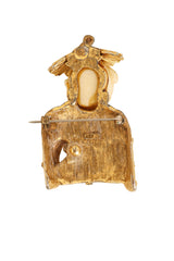 Smiling Buddha Bone Brooch back @ Recess LA