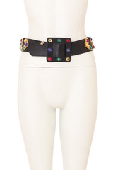 Geo Jewel Stud Leather Belt by YSL on mannequin @ Recess LA