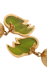 Vintage Guy Laroche Frosted Lime Green Horn Drop Earrings Signature @ Recess LA